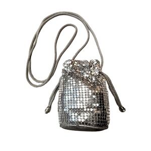 Sparkling Mini Bucket Bag with Metallic Disco Mesh Purse